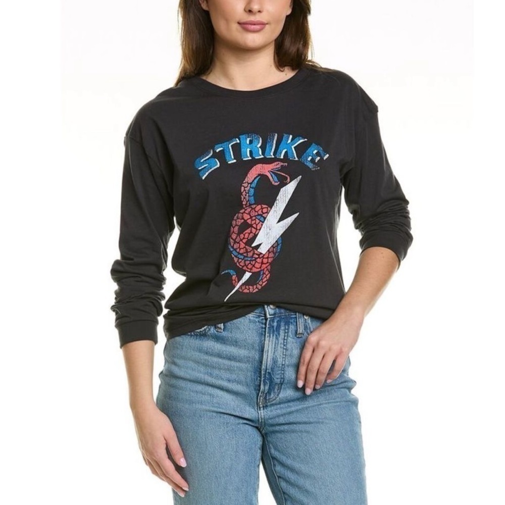 NWOT Prince Peter Collection Strike Hot Graphic Black Wash Long Sleeve Tee